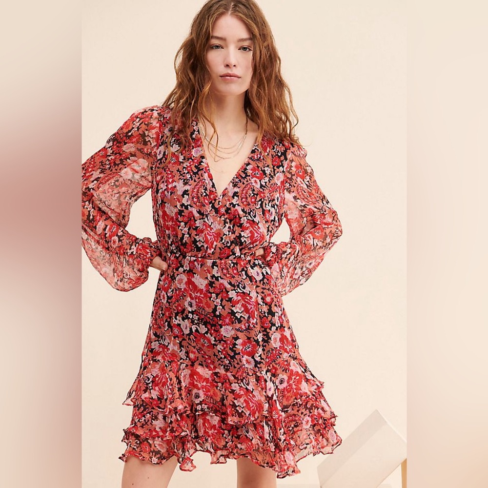 Stevie May Red and Black Floral Mini Dress